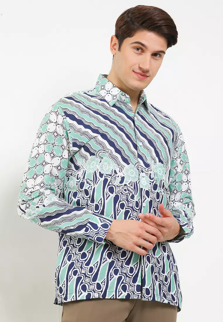 Kawungseno Kemeja Batik Premium Pria Casual Modern Lengan Panjang