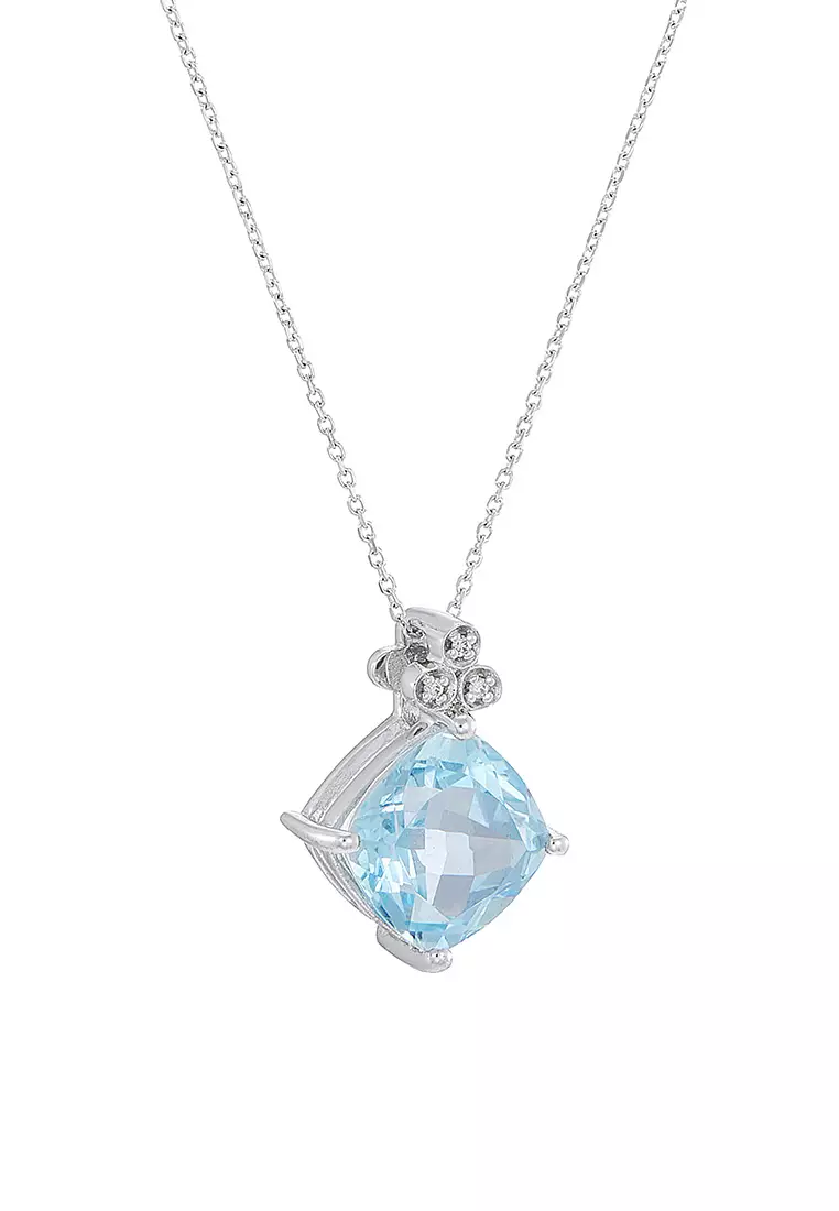 HABIB Blue Topaz Diamond Necklace in 375/9K White Gold 24693(N)