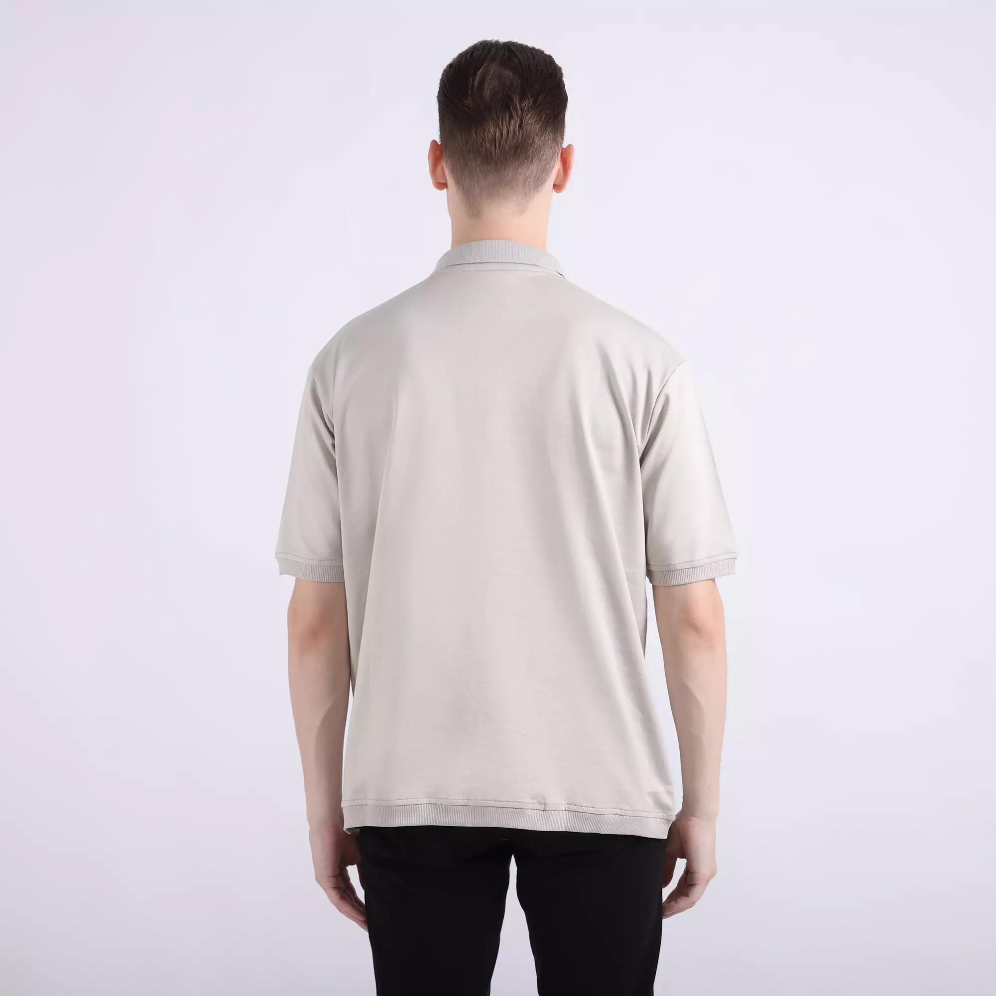 LARUSSO Resort Collection - Asher Zip Polo Shirt - Light Grey