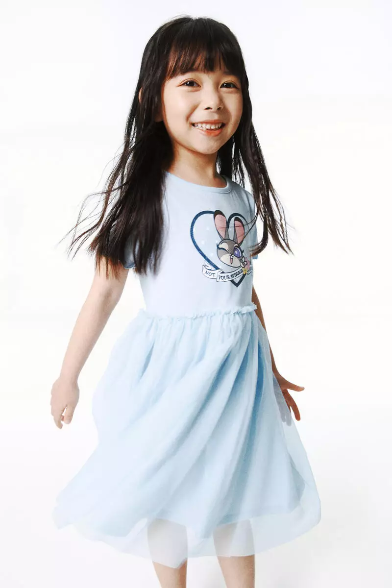 Printed tulle-skirt dress