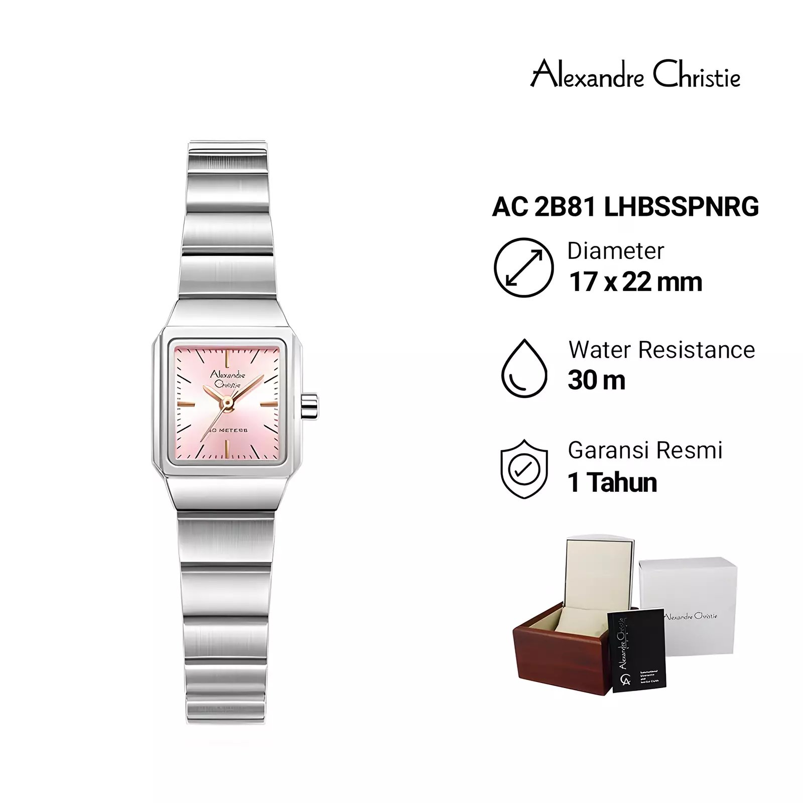 Alexandre Christie - Jam Tangan Analog Wanita - Silver Pink - Stainless Steel - 2B81 LHBSSPNRG