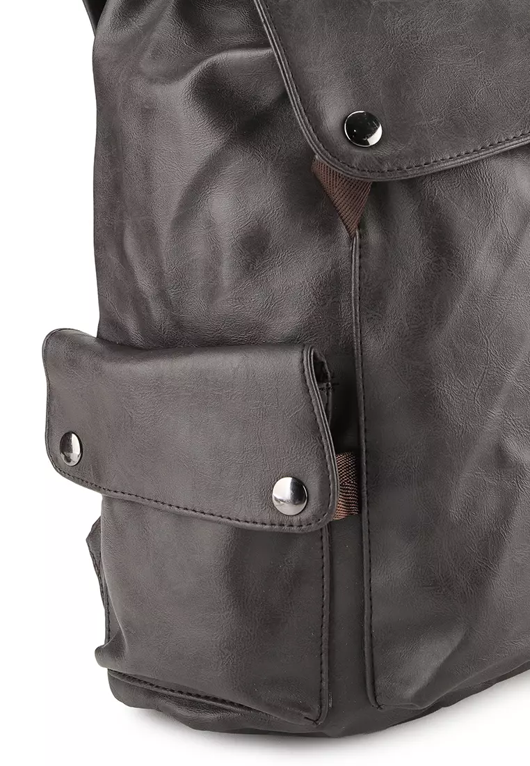 Pu Pocket Flap Large Backpack