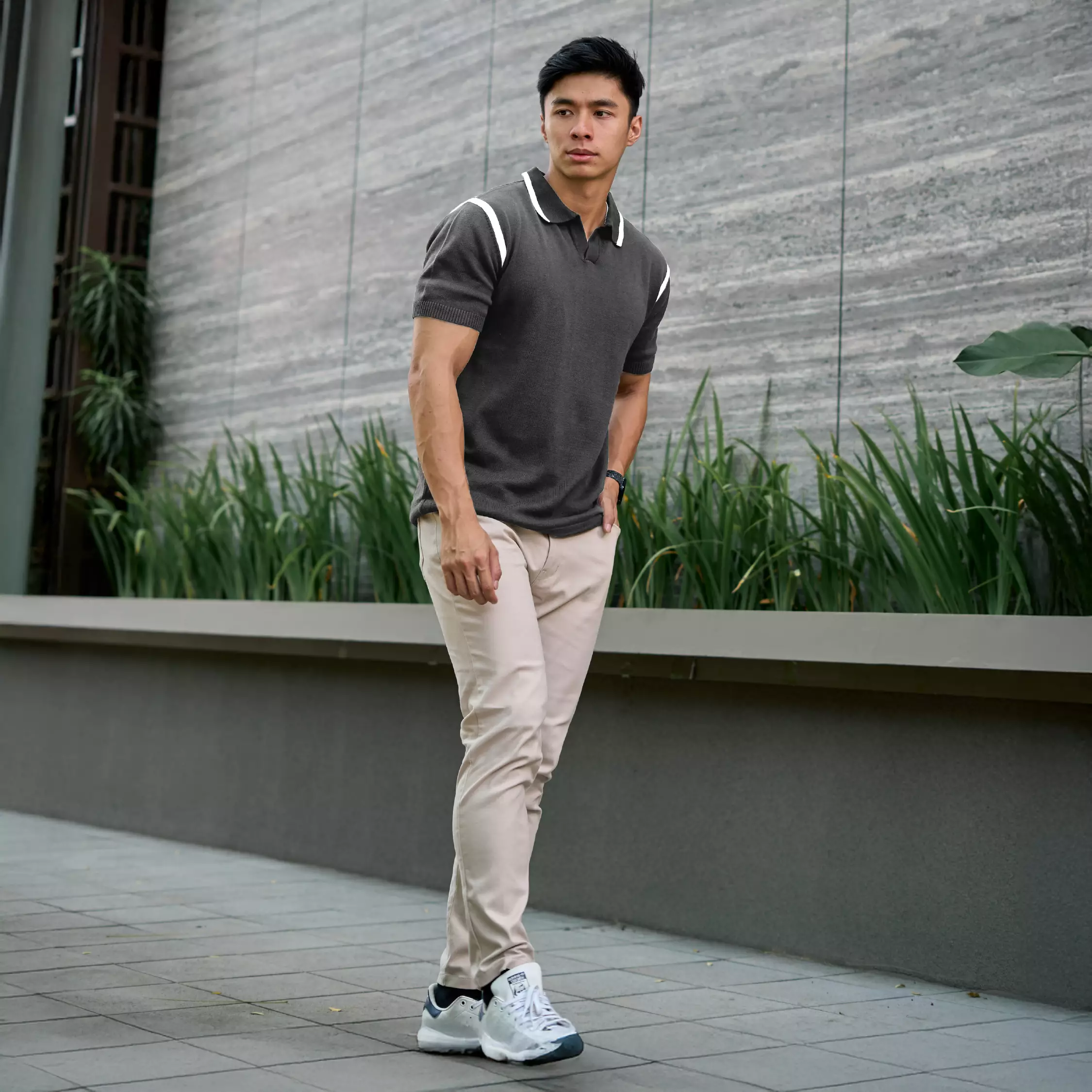 Kale BERLIN Dark Grey / Polo Shirt Pria / Atasan Kaos Polo Rajut Pria / Kaos Pria / Baju Kaos Pria