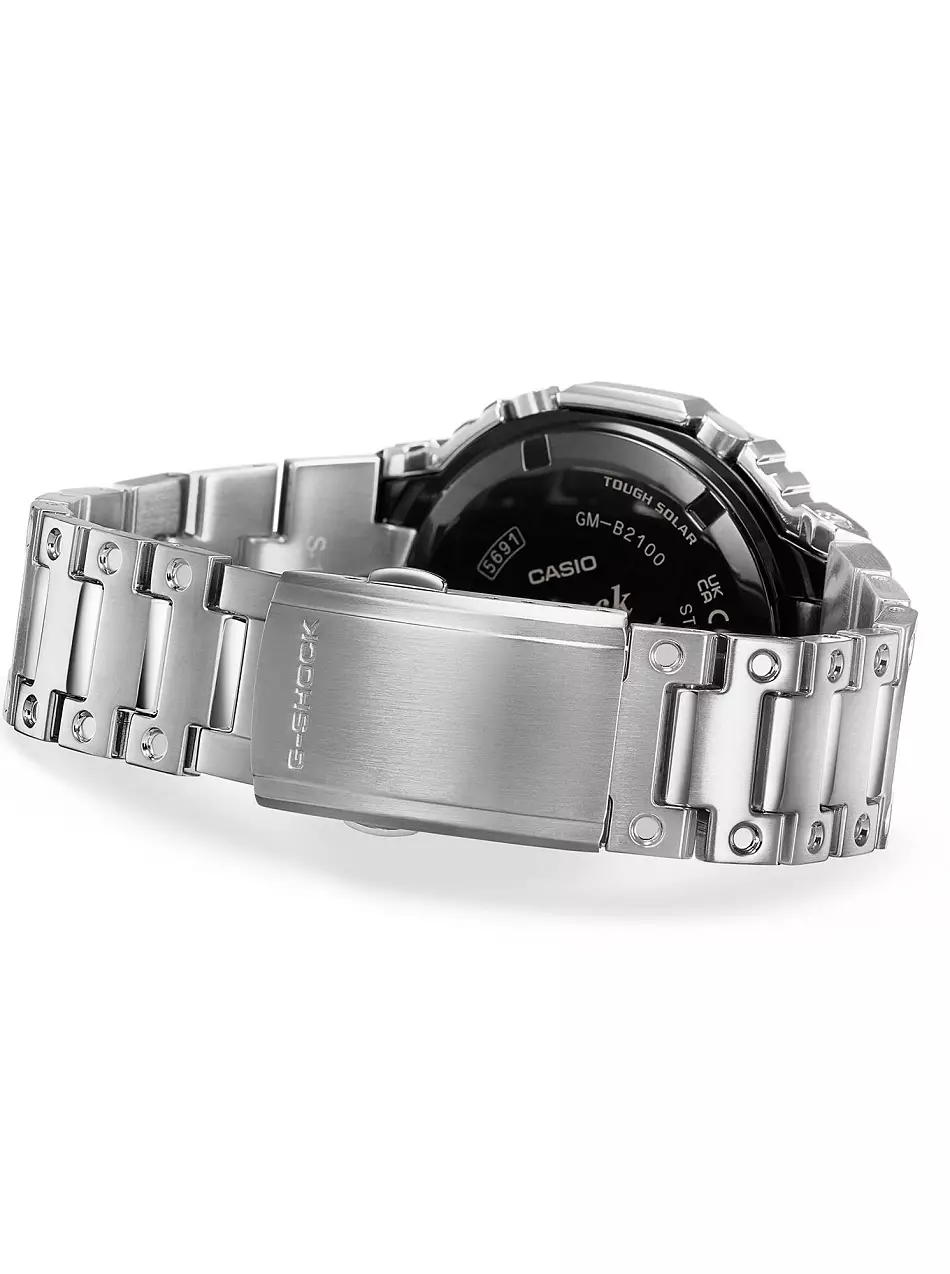 Men GM-B2100AD-5A Stainless steel Metal Silver Peach Solar Powered