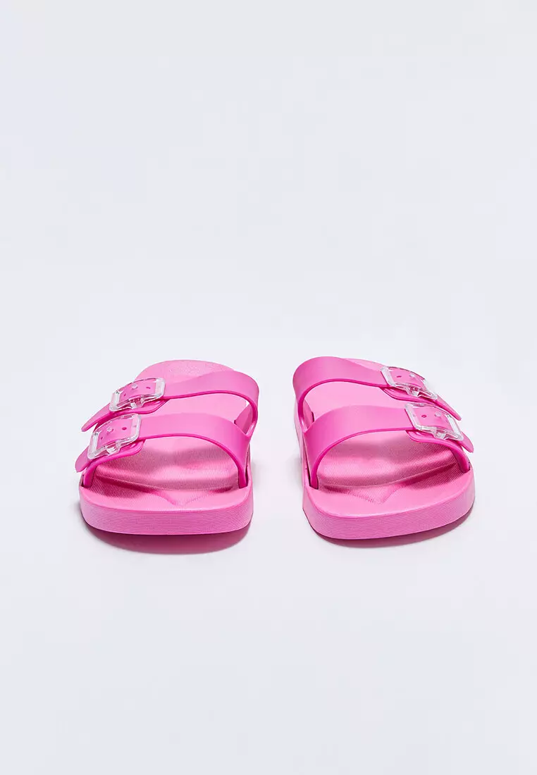Double Band Buckle Detailed Girls Beach Slippers