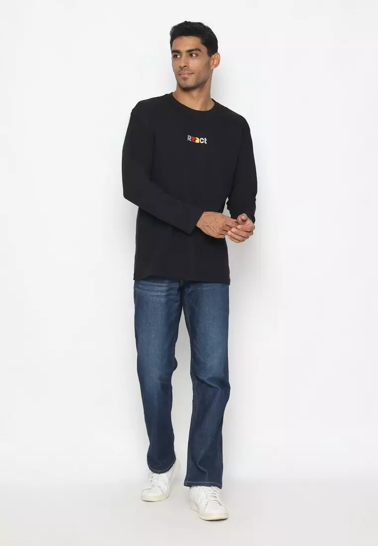 RBJ T-Shirt Cotton Sablon Bordir Lengan Panjang Pria 43039