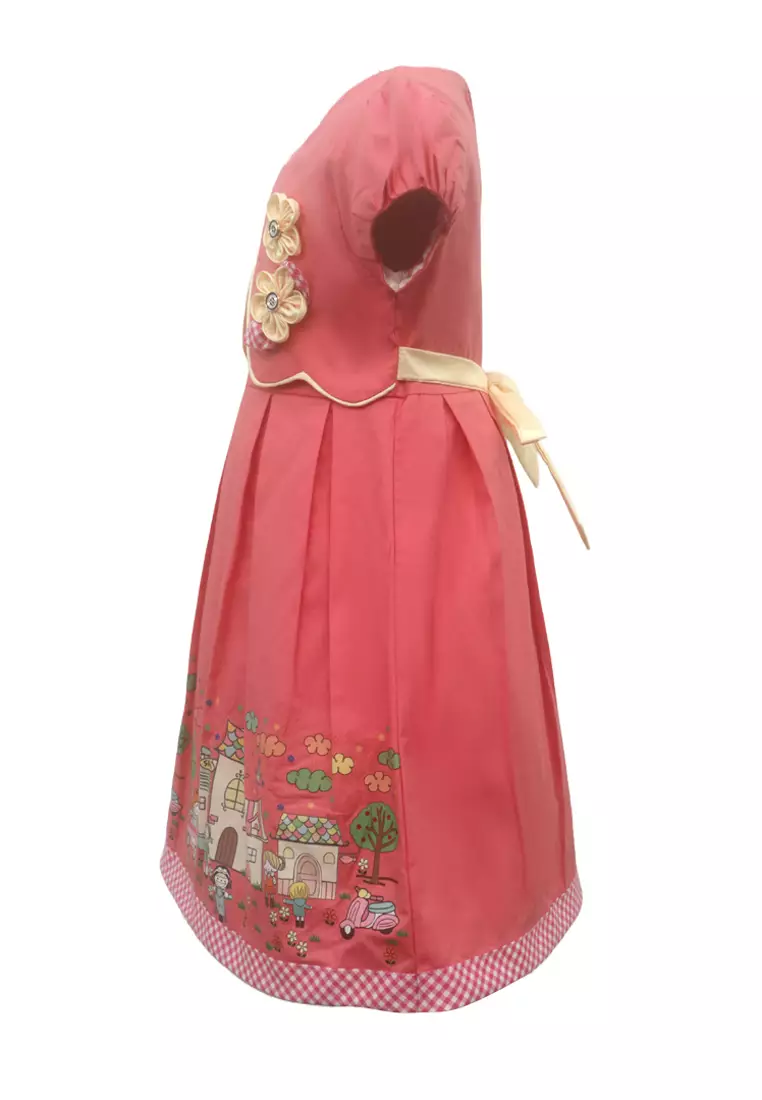 Two Mix Dress Anak Perempuan Bahan Katun Usia 1-12 Tahun 4222