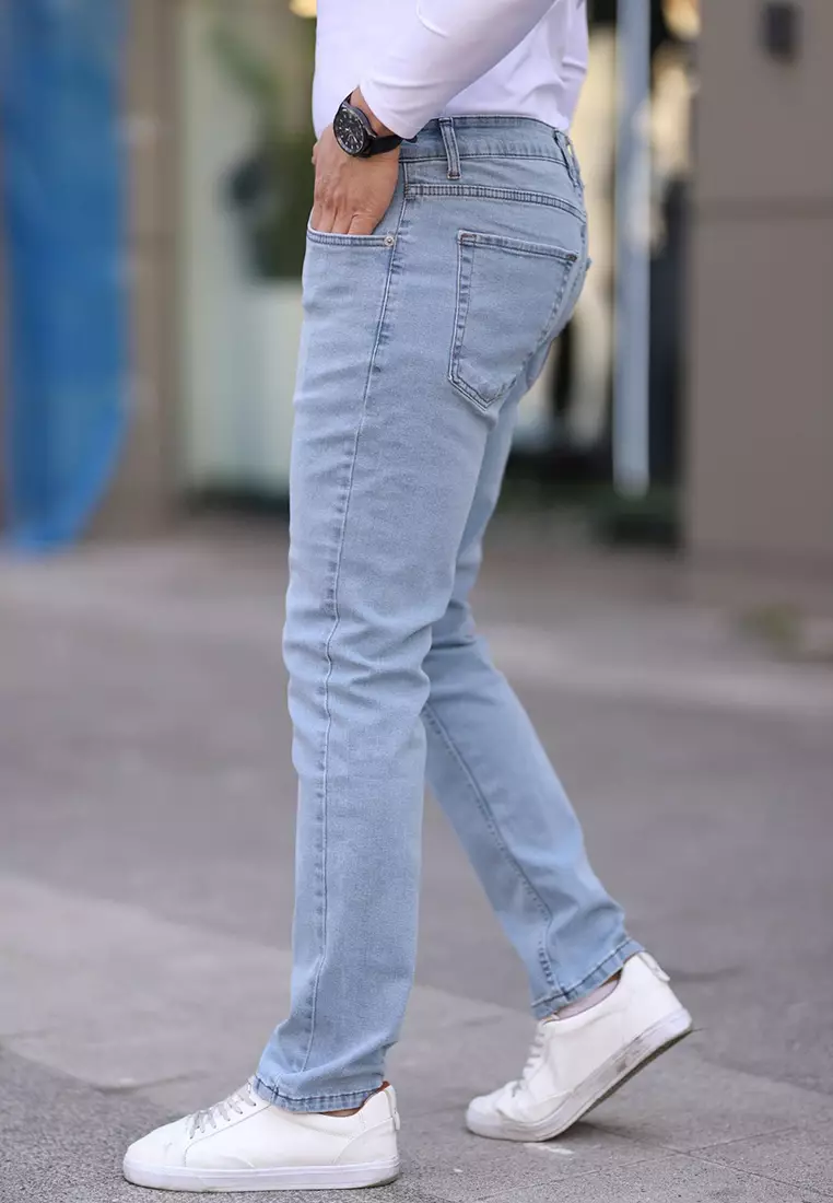 Light Blue Regular Fit Stretch Fabric Jeans Trousers TMNSS25JE00001