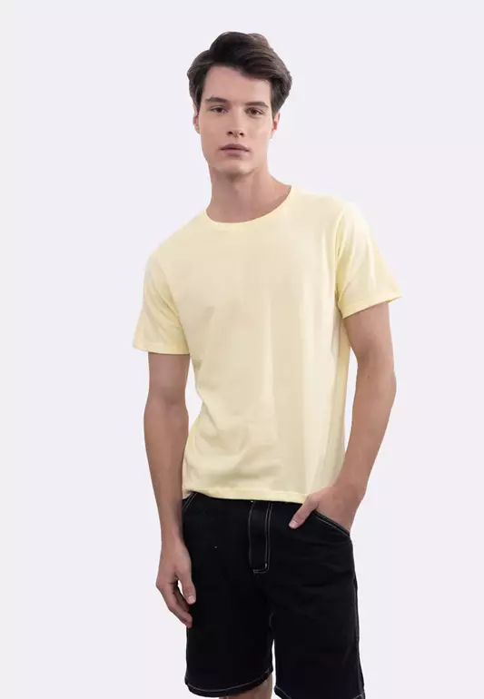 Mens Yellow Round Neck T-Shirt