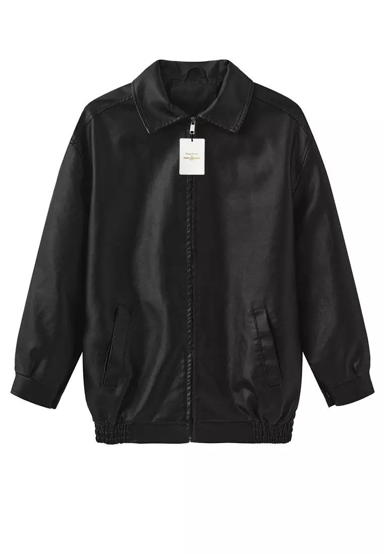 Oversized Faux Leather Jacket AD-N24S06