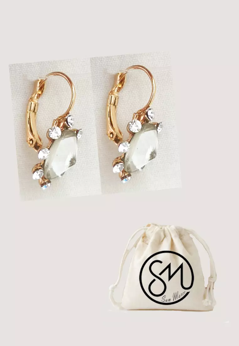 Aksesoris Anting  Wanita Diamante Studded Circular Earring Gold