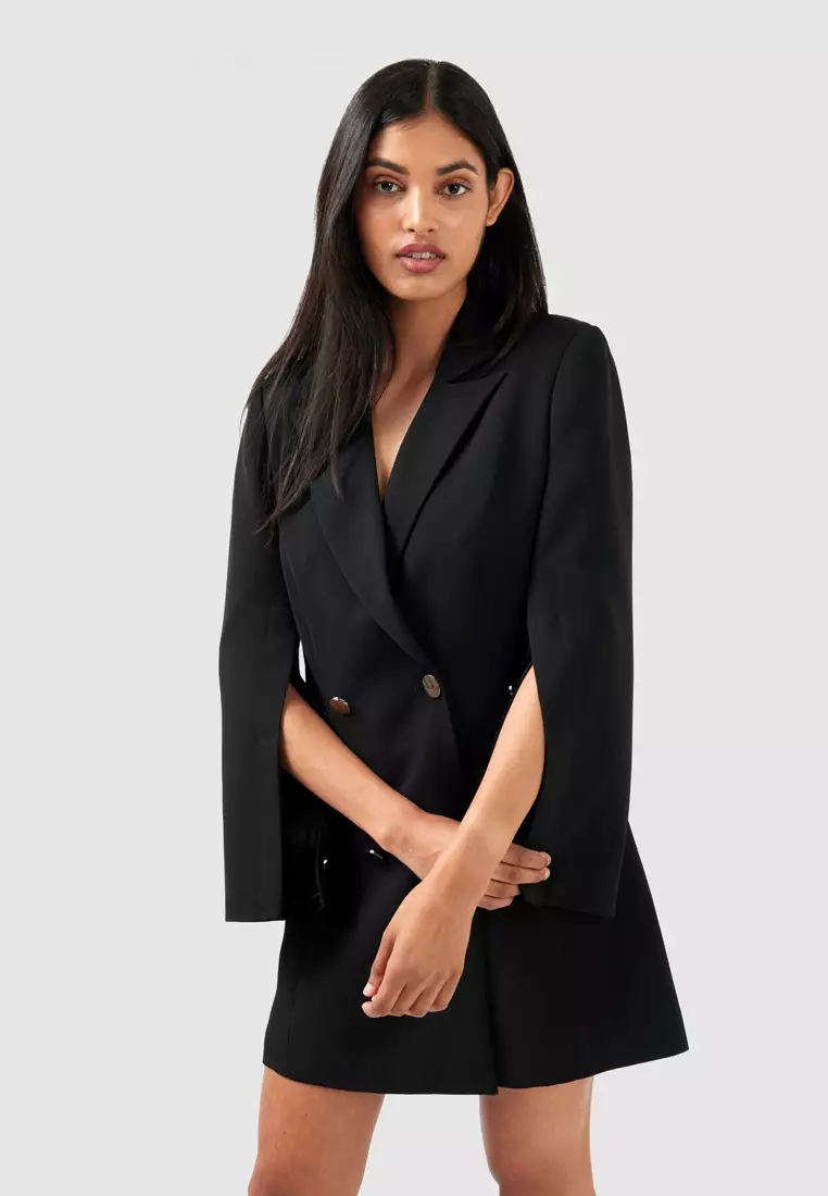 Belle & Bloom Diamond Heart Blazer Dress in Black