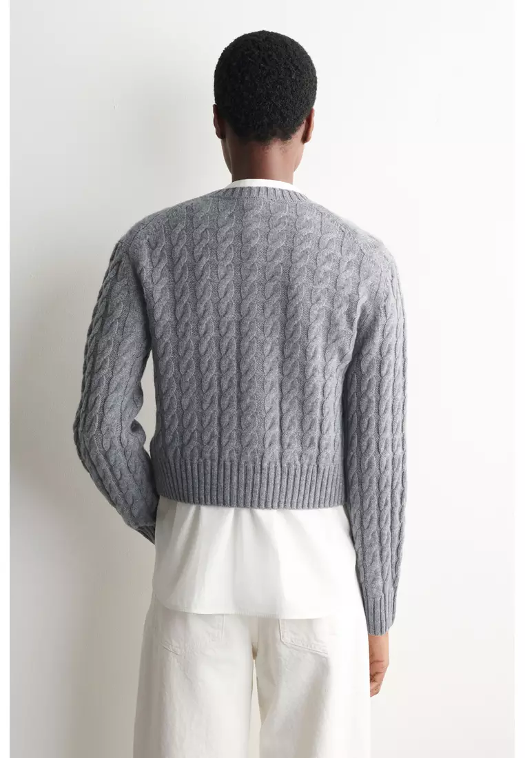 CABLE-KNIT MERINO WOOL CARDIGAN