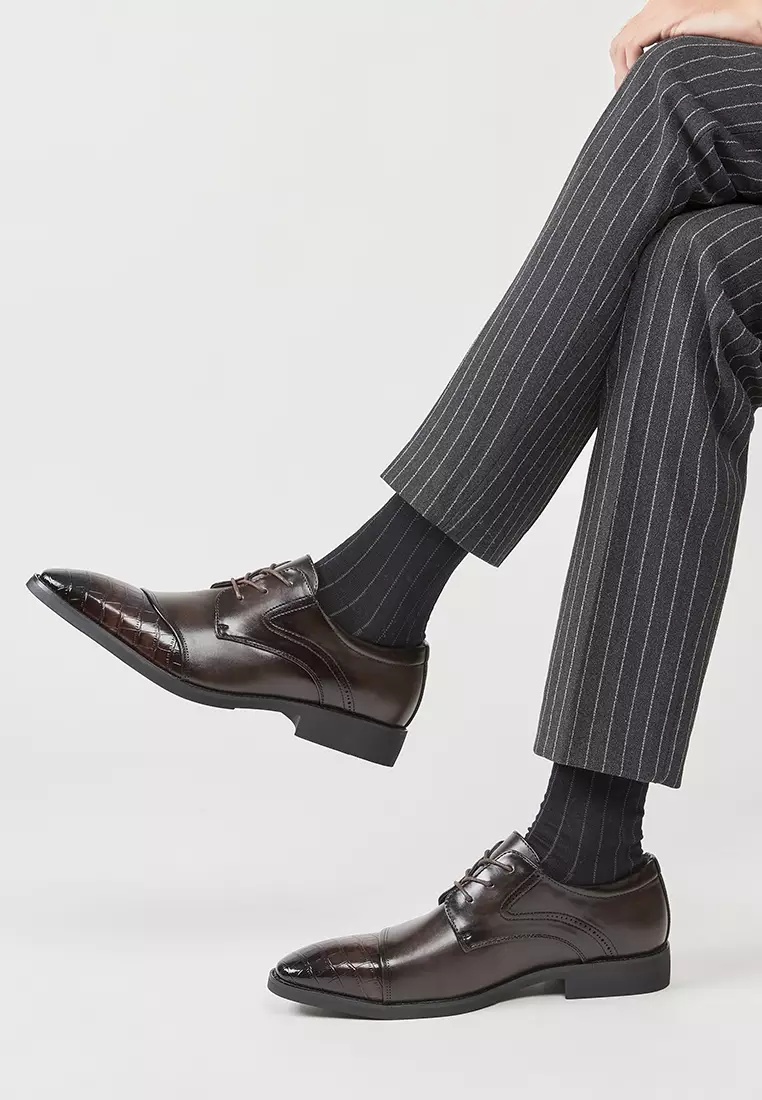 Spliced Faux Leather Derby Shoes KB05-6