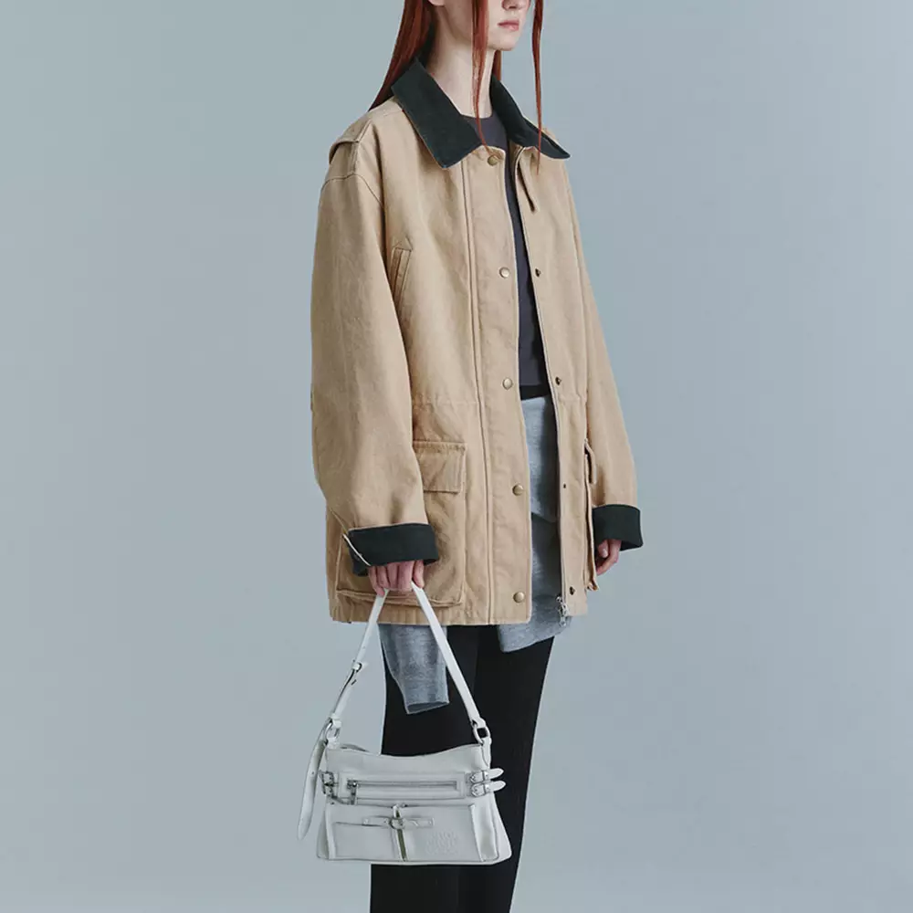 Flat Pocket Shoulder Leather Cream