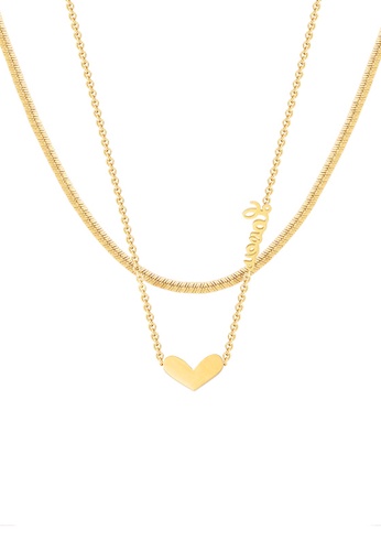 CELOVIS gold CELOVIS - Mina Heart Pendant with 'Love U'  Multi-layer Necklace in Gold 72527AC1BCDBF6GS_1