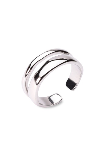 Millenne silver MILLENNE Millennia 2000 Double Line Stackable White Gold Ring with 925 Sterling Silver D6A76AC4E7FA86GS_1