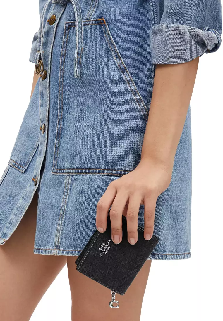 Coach Snap Wallet In Signature Jacquard in Black CU401