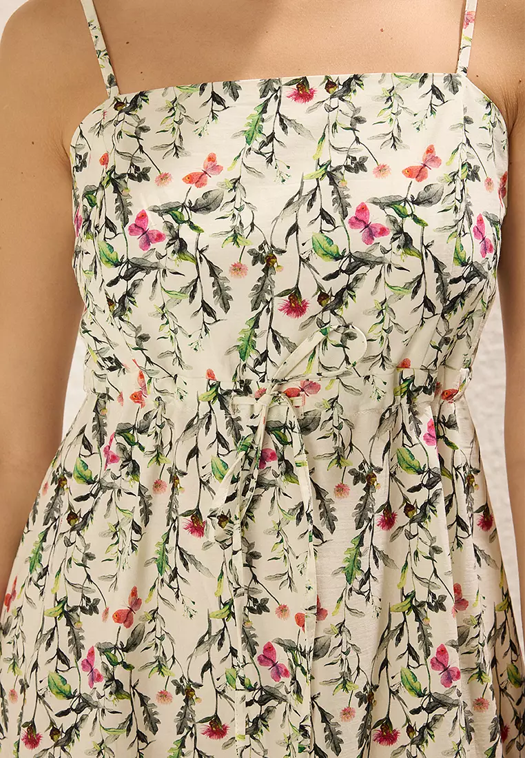 Cotton Strappy Midi Dress