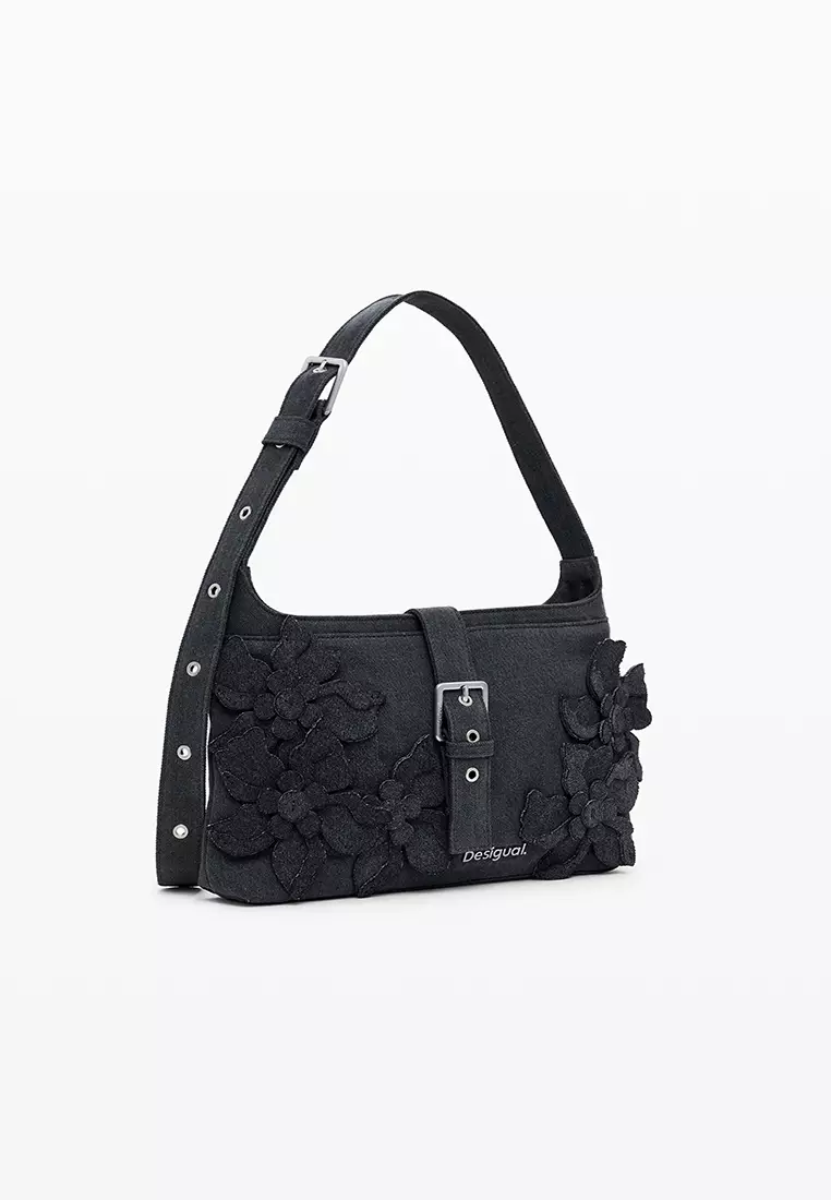 Medium bag with floral patch