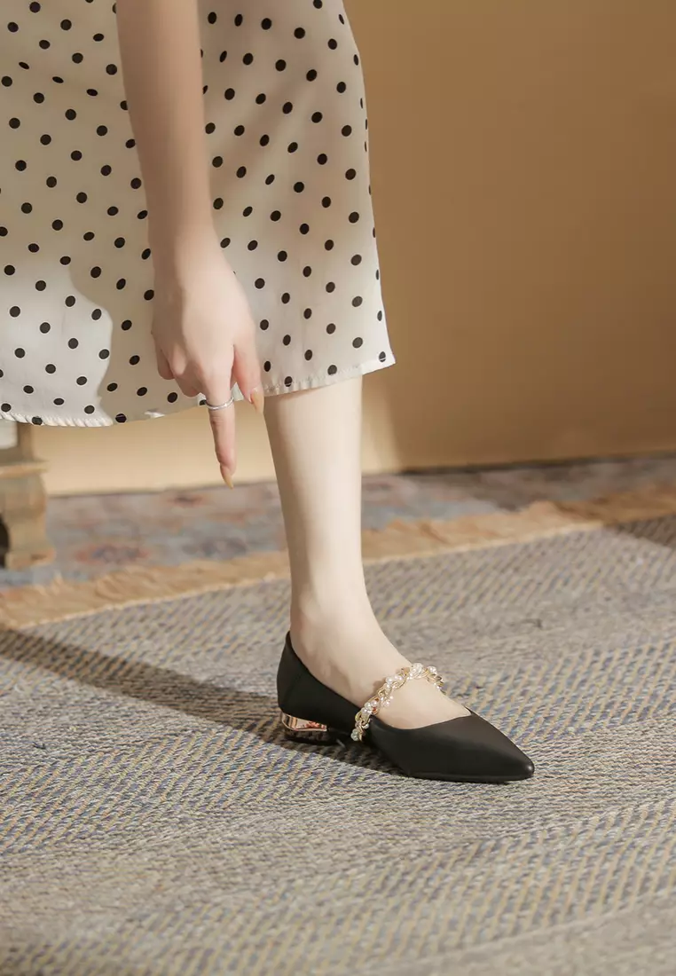 2.5CM Pearl Chain Strap Mary Jane Shoes IF2218