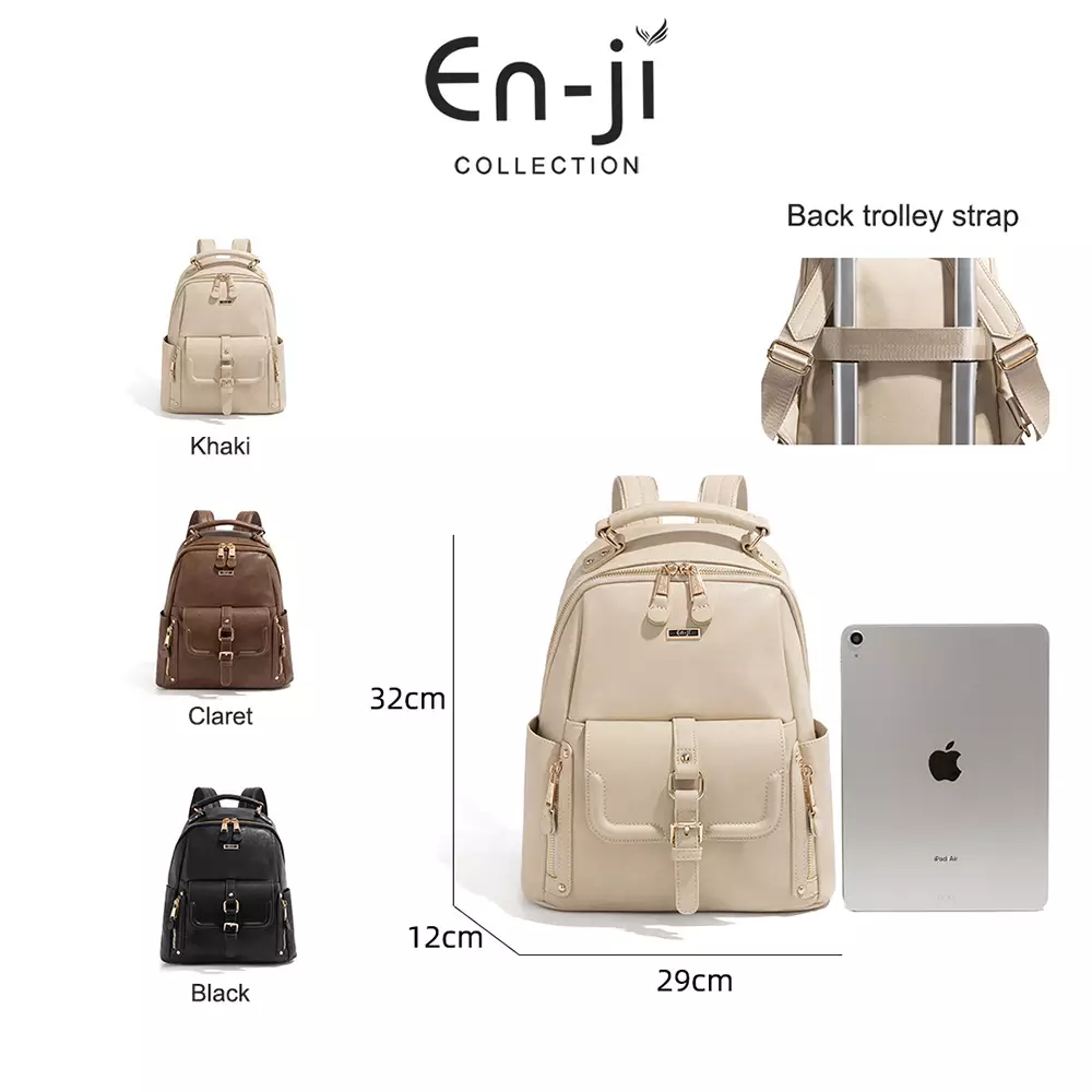 En-ji Yobum Backpack Wanita Warna Cream