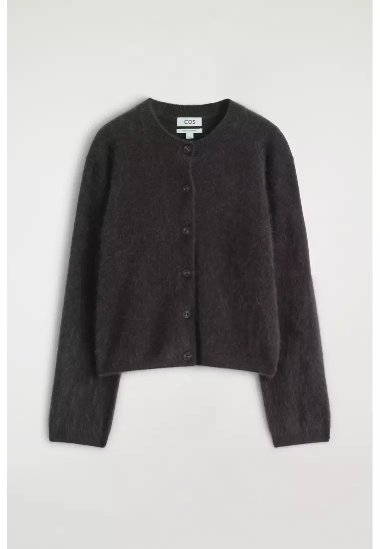 BRUSHED-CASHMERE CREW-NECK CARDIGAN