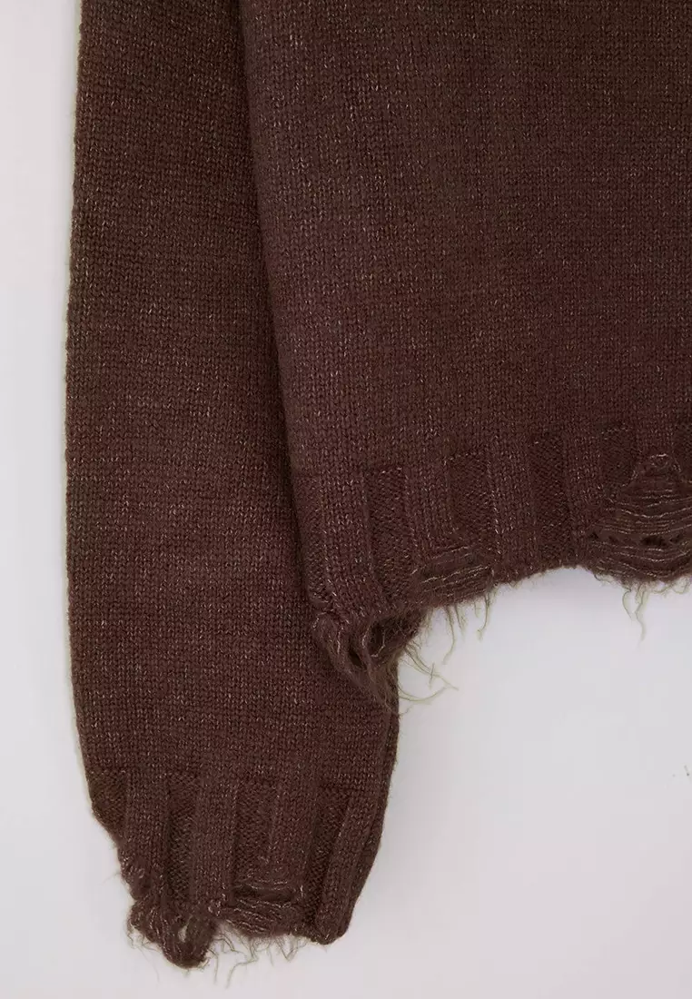 Crop Super Wide fit Soft Textured Knit Sweater