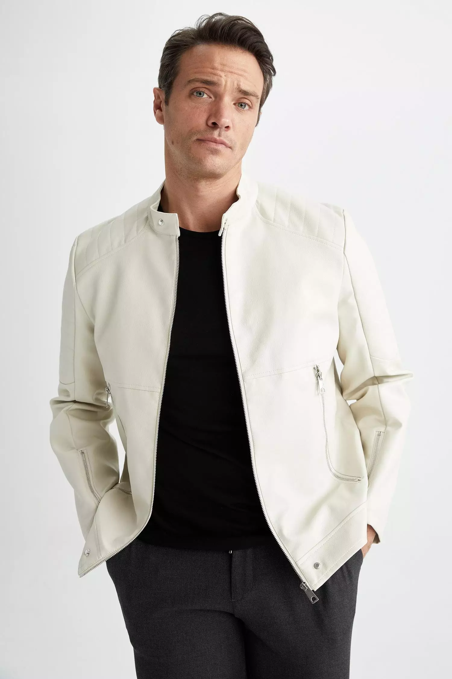 Slim Fit Faux Leather Coat