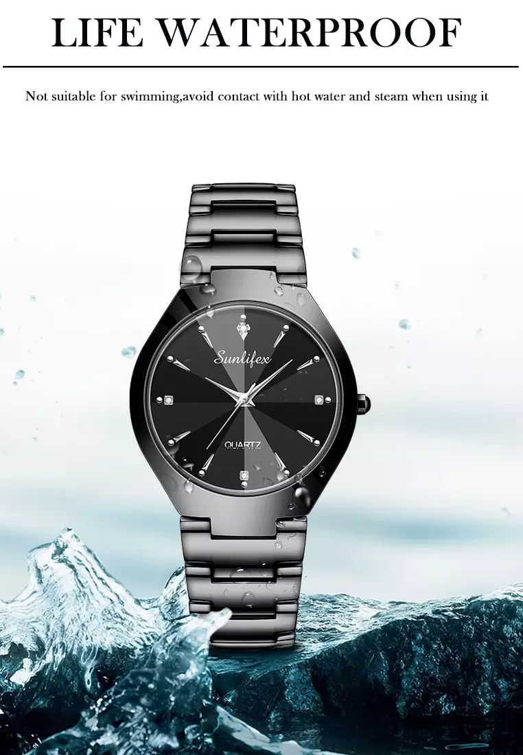 Jam Tangan Pria 9090 Kuarsa Klasik Bisnis Pria Tali Stainless Steel Jam Tangan Cowok Original allblack