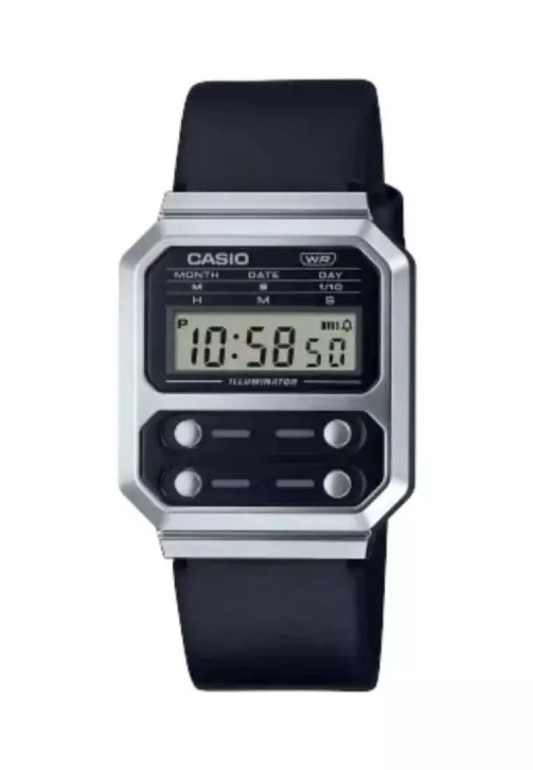 Casio Vintage Digital Watch A100WEL 1A Black Leather Band Watch for Men