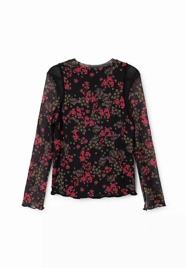 Desigual Girl Floral tulle T-shirt.