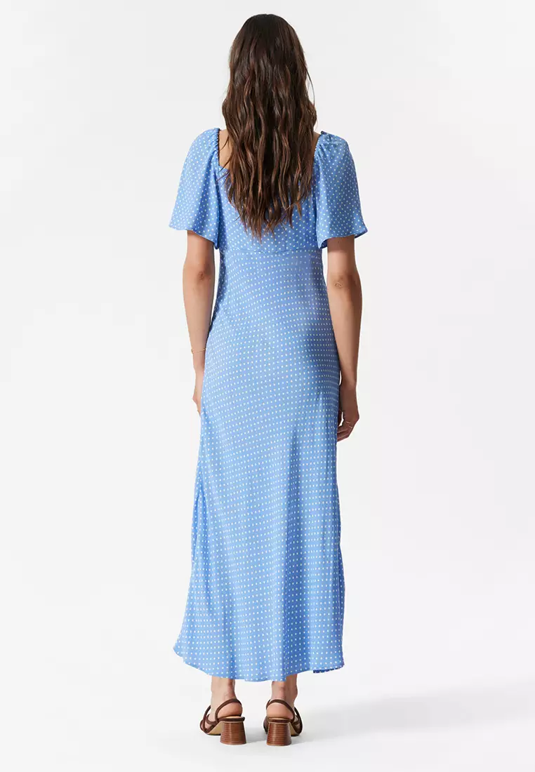 Flutter-Sleeve Midi Dress