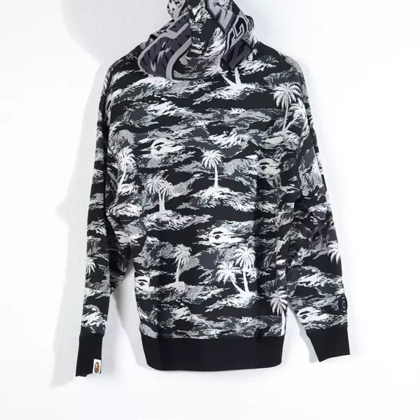 Jaket BAPE PALM TREE CAMO GREY SHARK FULL ZIP HOODIE 100% ORIGINAL