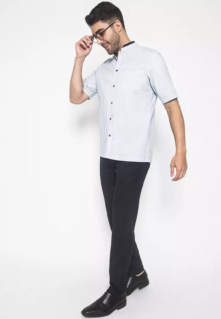 LGS - Baju Koko - Full Motif - Biru - Slim Fit - JSH.381.S1038KF.334.C