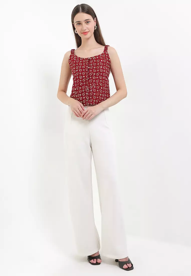 Sleeveless Inner Top Atasan Wanita Basic Ice Red Tanpa Lengan