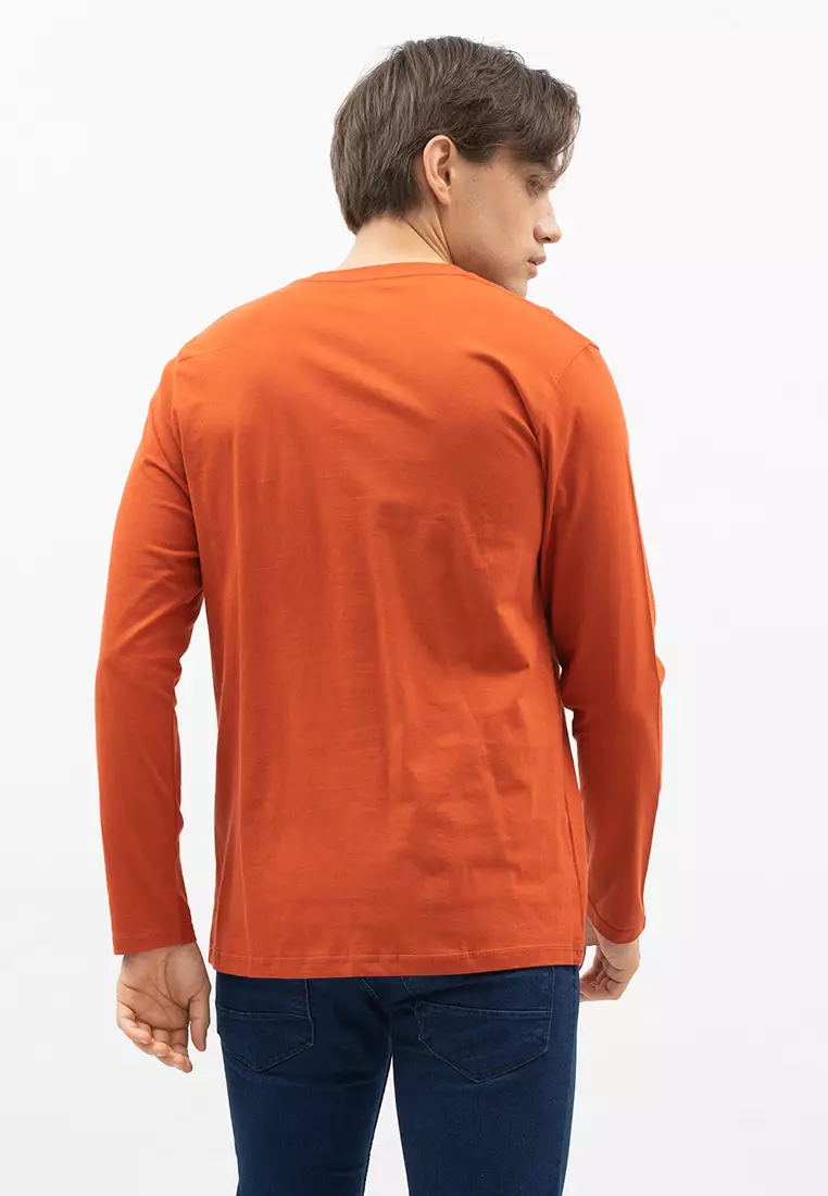 Houseofcuff Kaos Cotton Combed Lengan Panjang Pria Terakota