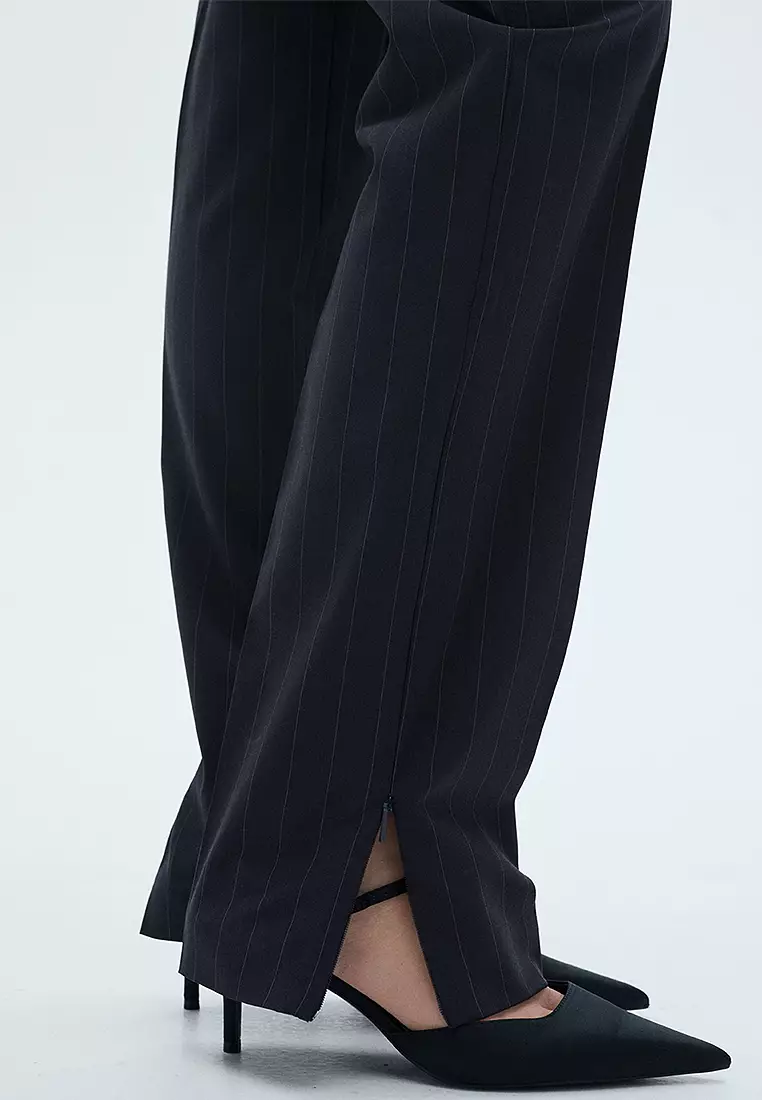 Chalk-Stripe Straight Trousers