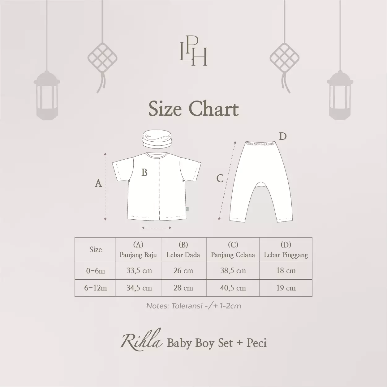 Little Palmerhaus - Baju Lebaran 2026 - Rihla Baby Boy Set + Peci (Setelan Baju Koko Bayi Laki-laki dan Peci) Green