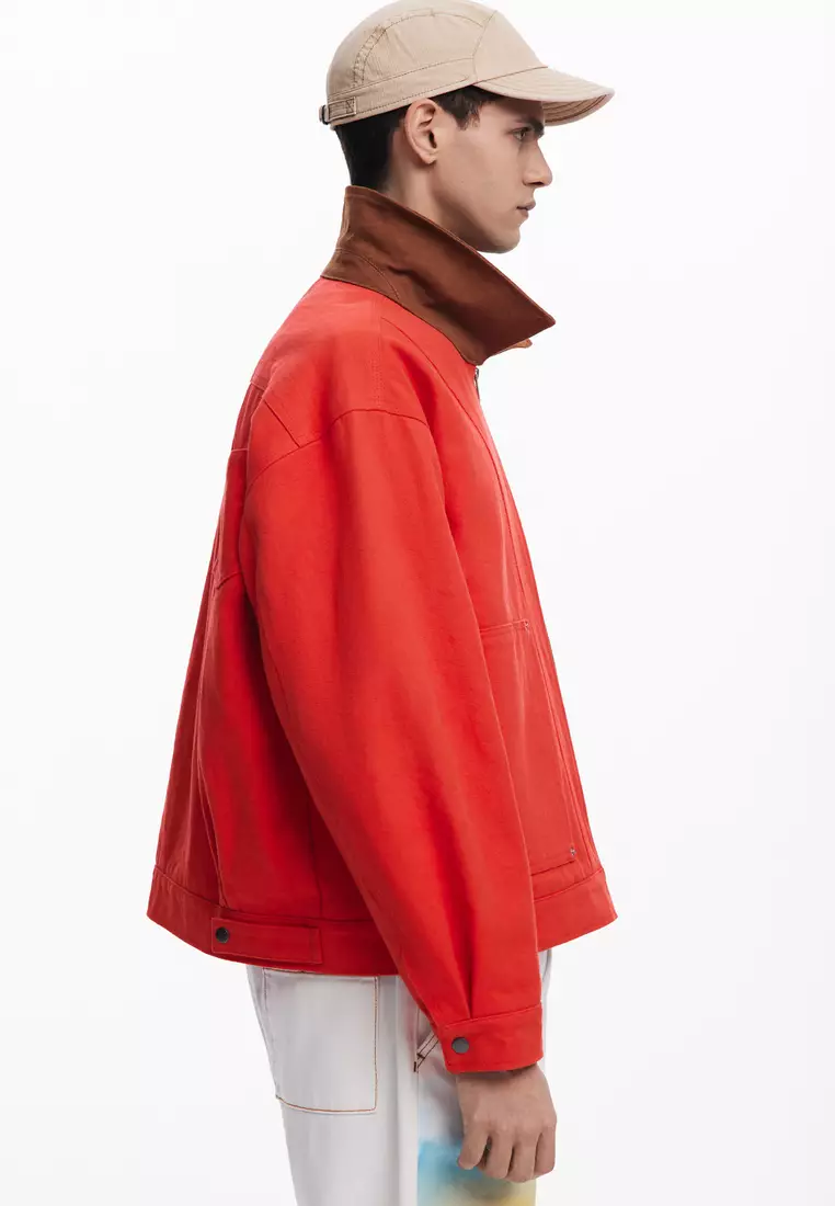 Contrast collar jacket