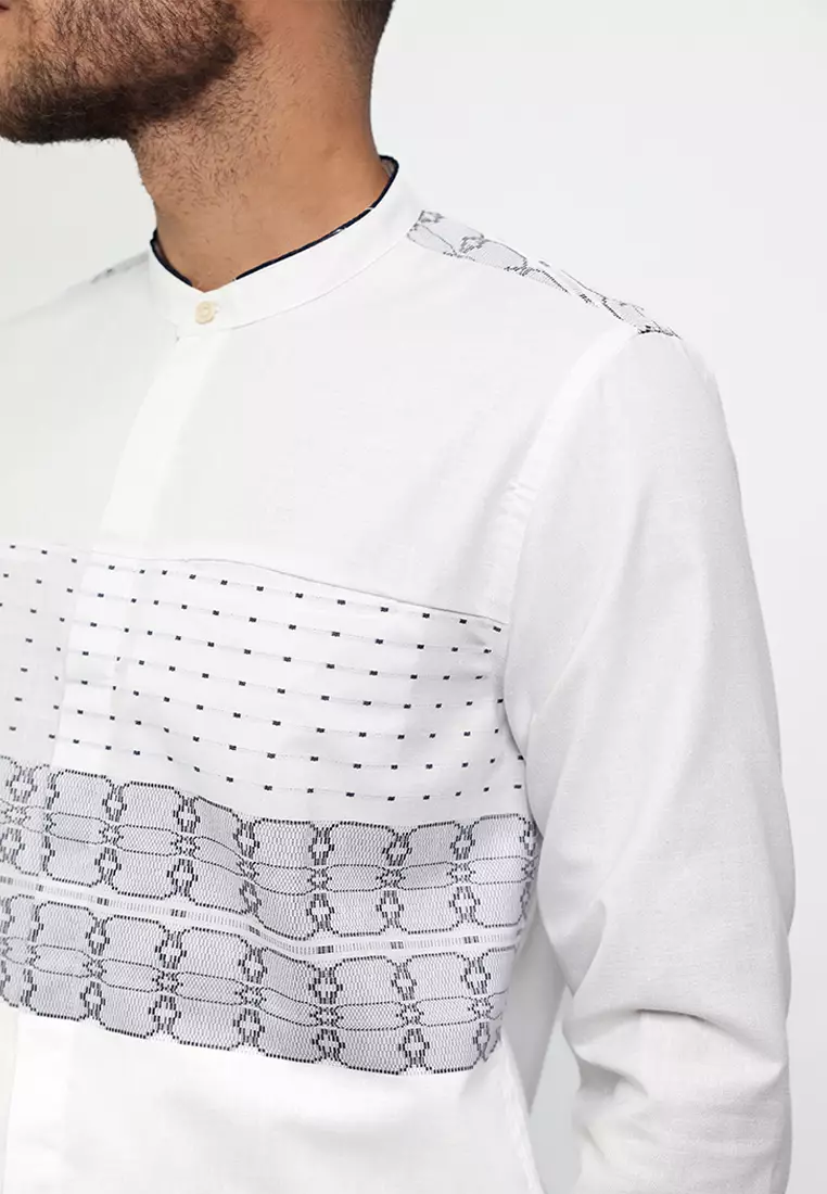 MOC Kemeja Koko Lengan Panjang Pria RAMMY - WHITE