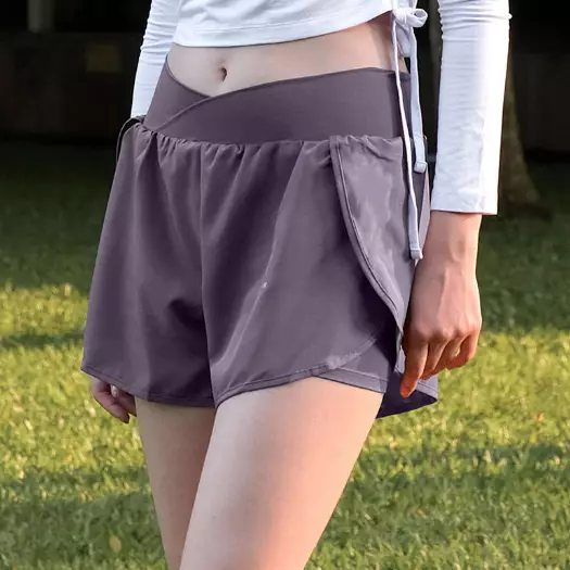 Fitwear - Celana Pendek + Inner Olahraga Wanita MELINDA CROSS WAIST SHORT - PURPLE MAUVE