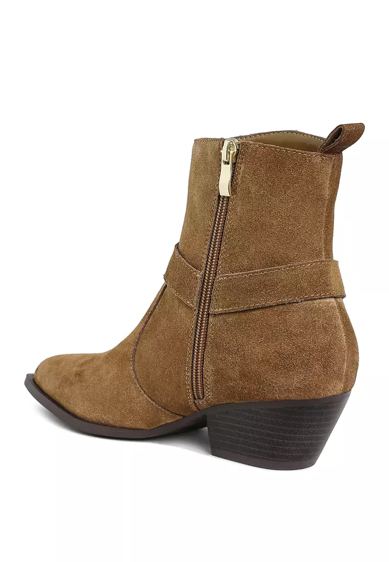 Harness Detail Ankle Boots in Taupe