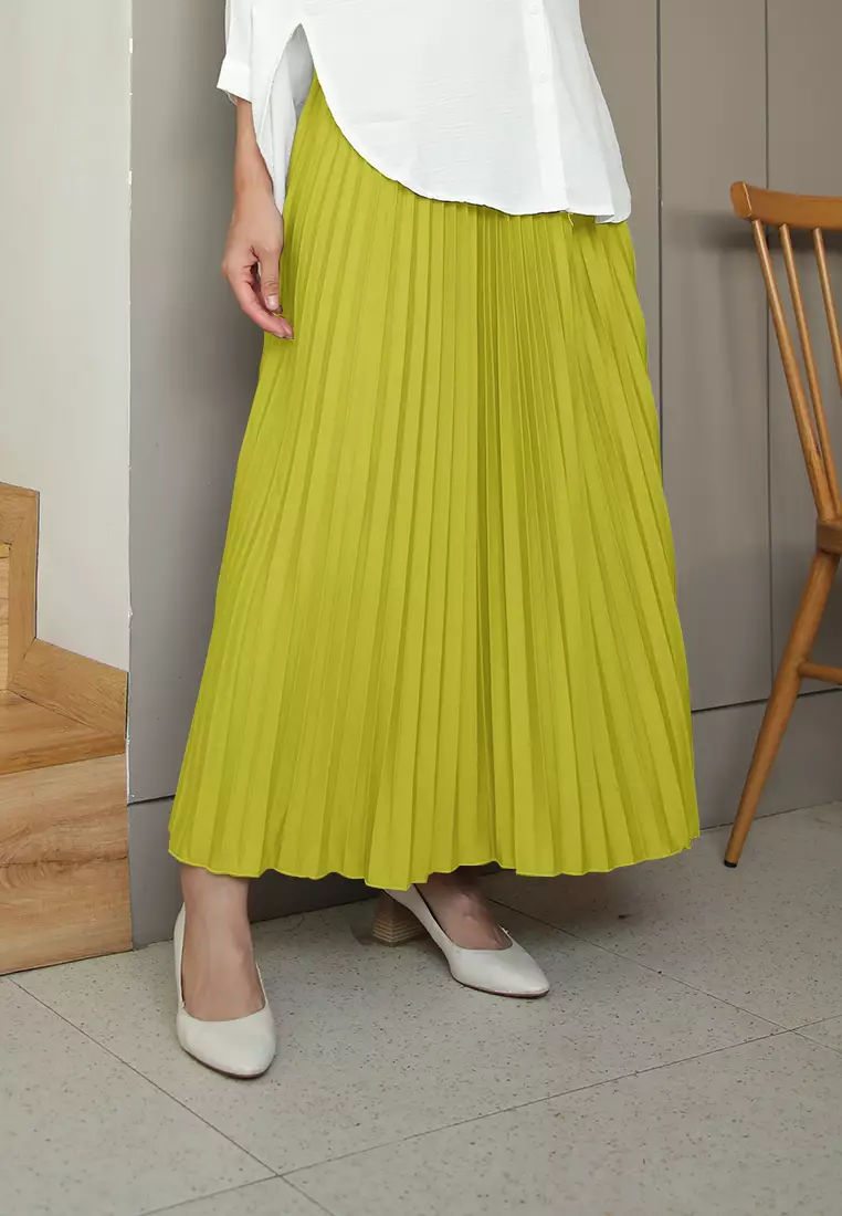 Cotton Bee - Rok Plisket Niana Aline Basic - Lemon Grass