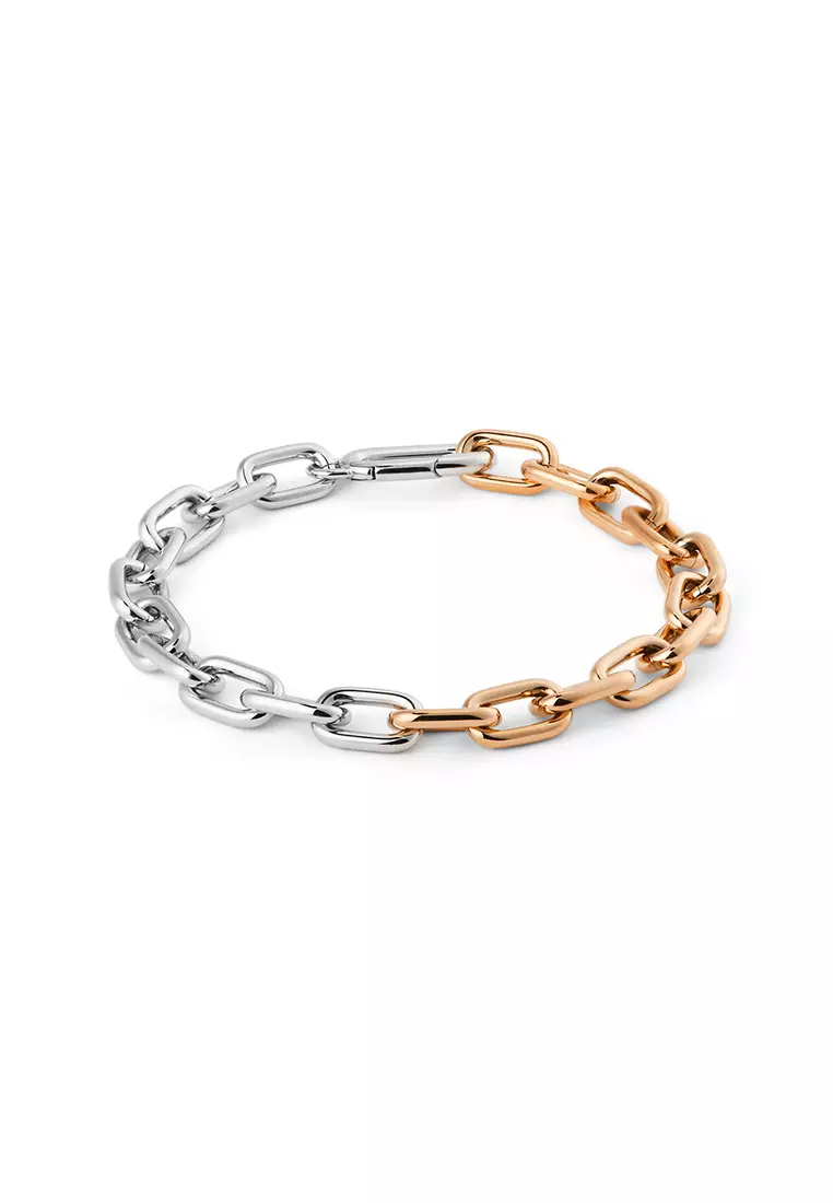 Contrast Link Bracelet Two Tone Rose Gold - Unisex Bracelet for women and men stainless steel Bracelet DW Official Authentic Original gelang tangan perempuan lelaki DW