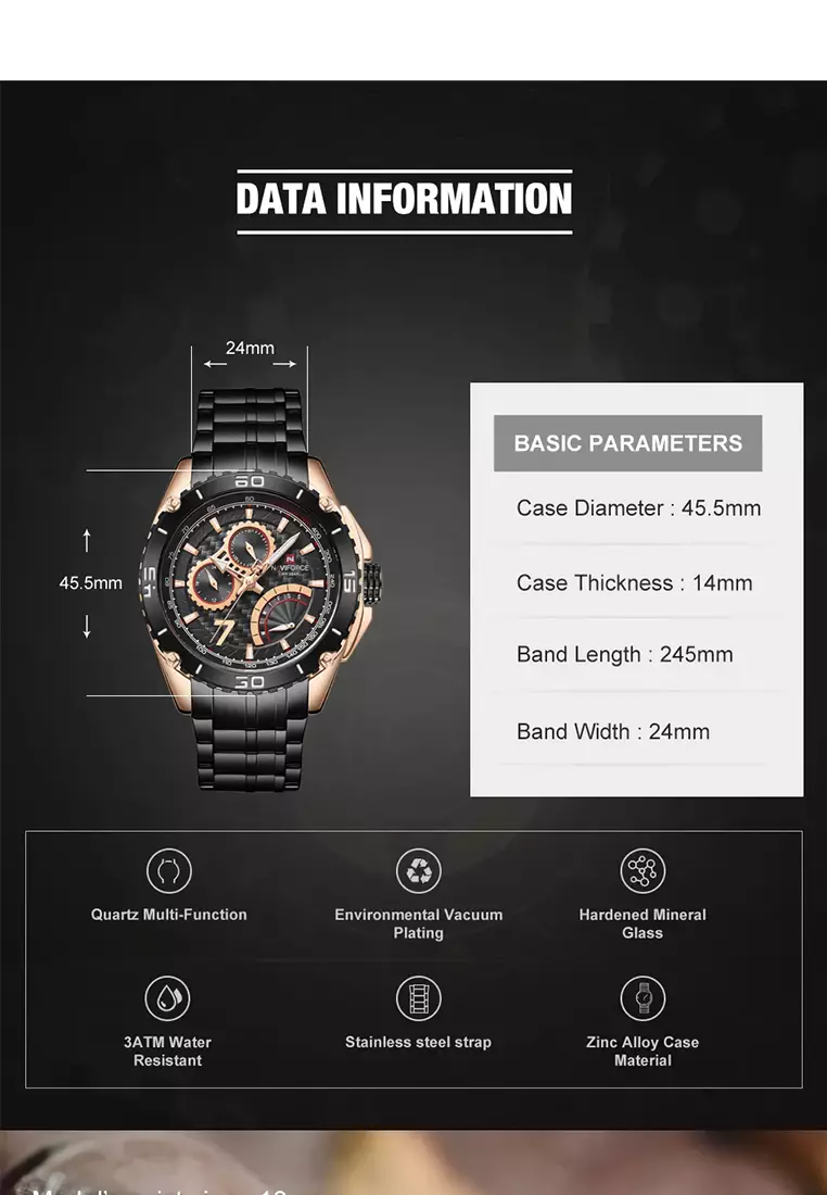 Naviforce - Jam Tangan Pria - Brown - Zinc Alloy - NF9183