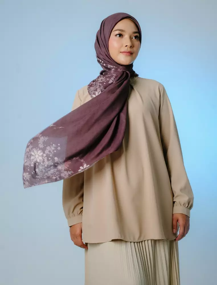 ZANIAH Scarf Coffee Quartz - Kerudung Hijab Segiempat Motif With Pouch Ziplock - Bahan Poly Fine - Ukuran 110x110
