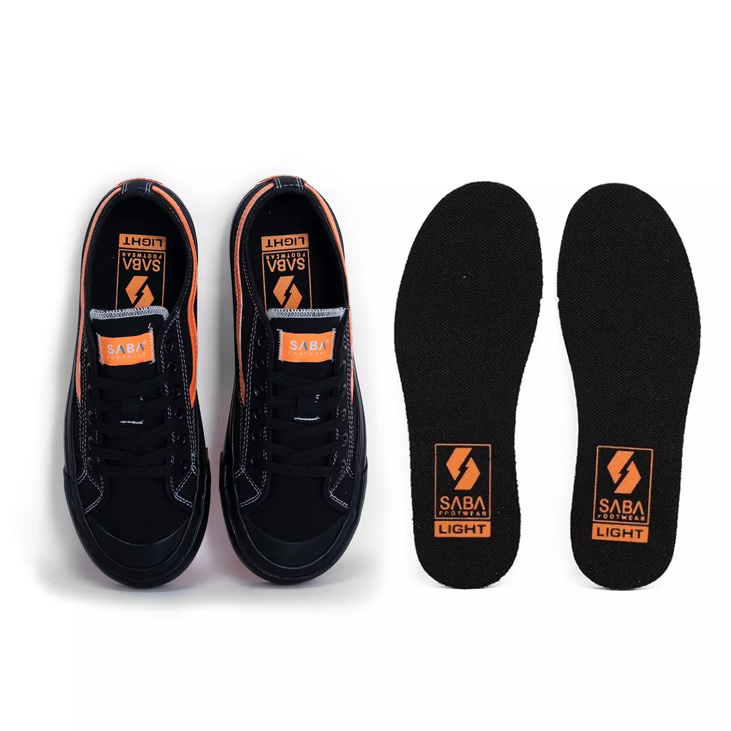 SABA Veloz Light Black Orange - Sepatu Sneakers Casual Pria Wanita