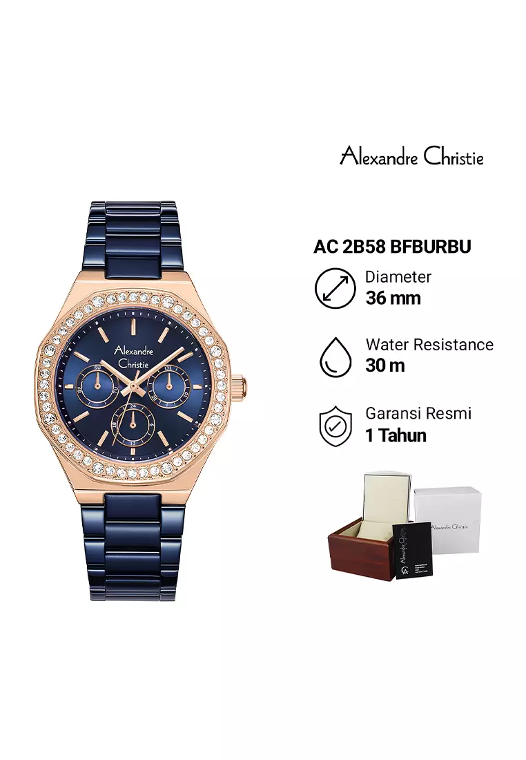 Alexandre Christie - Jam Tangan Analog Wanita - Blue Dial - All Stainless Steel - 2B58BFBURBU