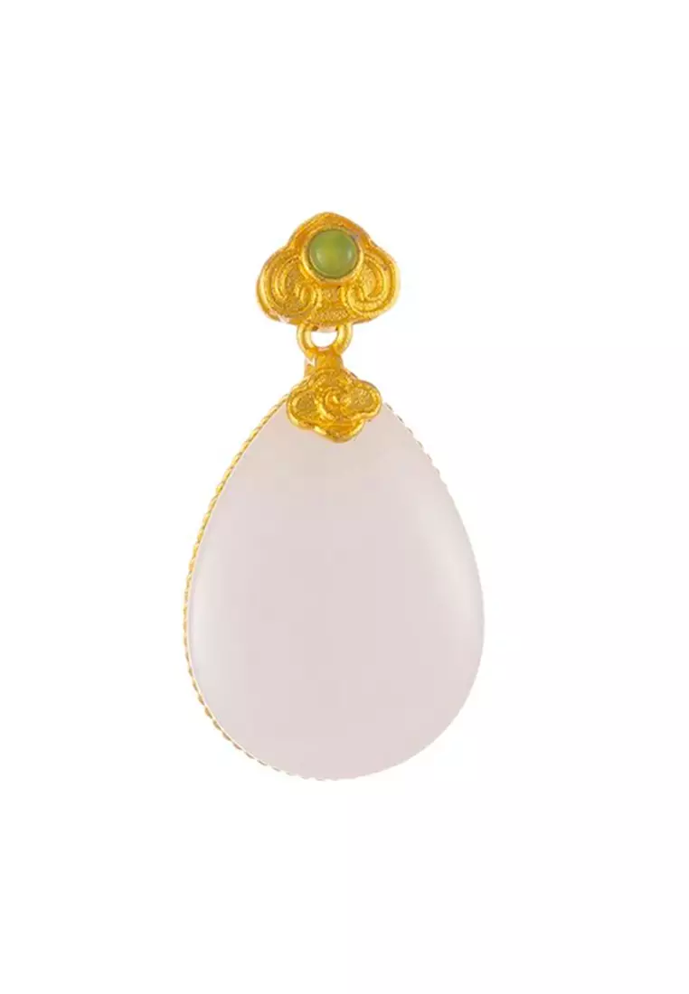 LITZ 999 (24K) Gold and Jade Pendant P164